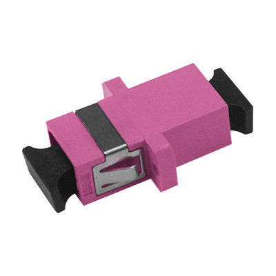 Ceramic or Plastic SC OM4 SX Fiber Optic Adapter with Flange for ≤ 0.2dB Loss and Single/Dual/4 Core Channels
